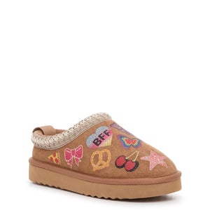 Steve Madden Slipper Rizz Girl's Size 4 Cognac Rhinestone Cozy Shoes HAWK1731