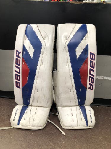 White 34" Senior Bauer One.7 Goalie Leg Pads (Used)