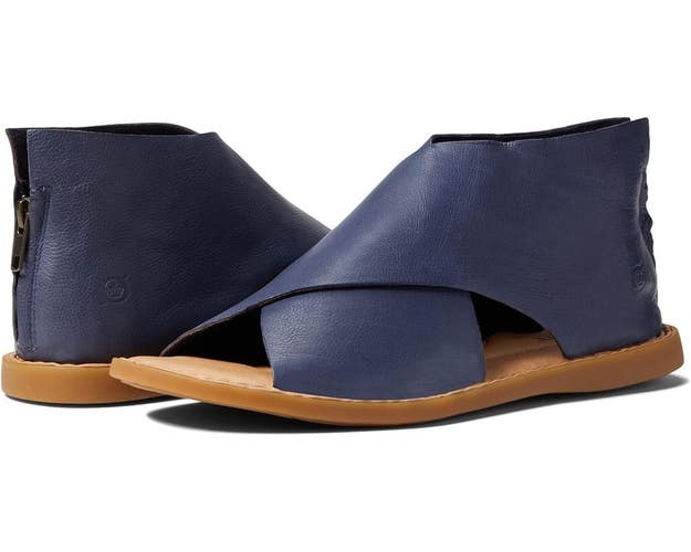 Born IWA BR0018434 Sandal Women's 7 Navy Marine Leather Criss-Cross Strap VER827