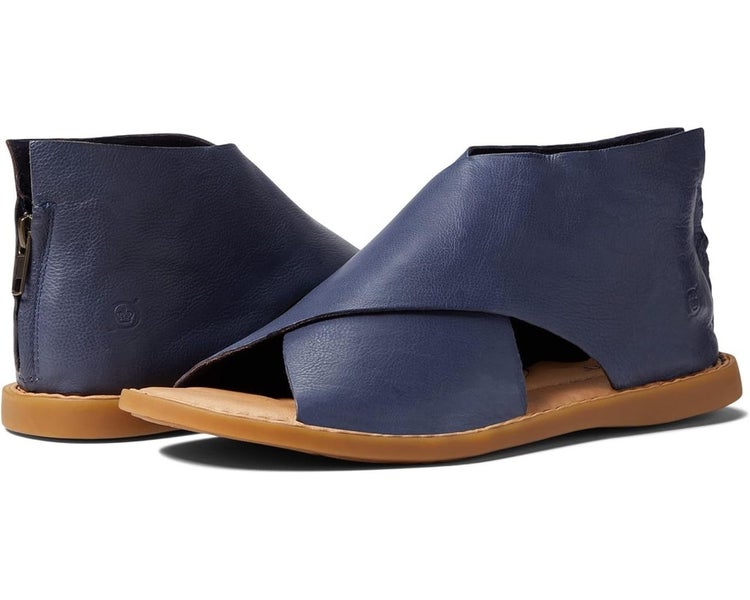 Born IWA BR0018434 Sandal Women's 7 Navy Marine Leather Criss-Cross Strap VER827
