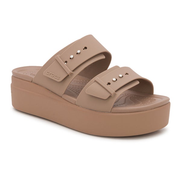 Crocs Brooklyn Buckle Low 207431-2Q9 Platform Womens US 8 Latte Sandals VER777
