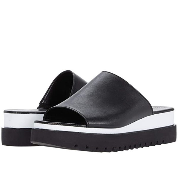 Gabor 44.613 Sandals Women's US 11 Black Leather Round Toe Slip-On Slide VER938