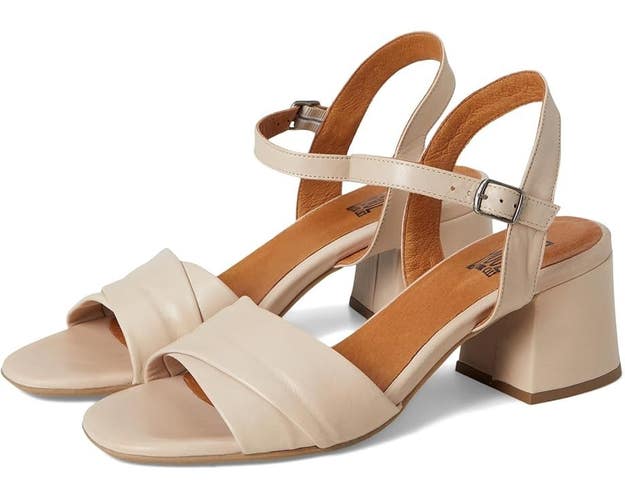 Miz Mooz Bela Strappy Women's EU 40 Cream Leather Block Heel Sandals VER763