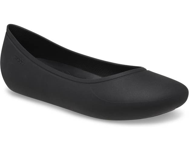 Crocs Brooklyn 209384-001 Ballet Flat Women's US 8 Black Slip On Shoes VER779