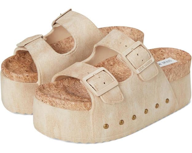 Steve Madden Kali Sandals Women's US 6 Beige Adjustable Strap Slip-On VER933