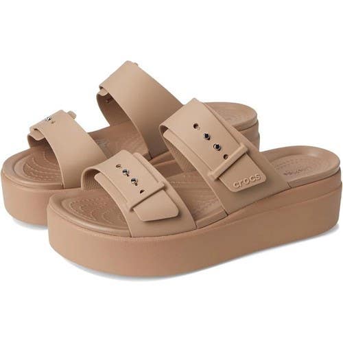 Crocs Brooklyn 207431-2Q9 Sandals Women's US 6 Latte Brown Wedge Heel VER942