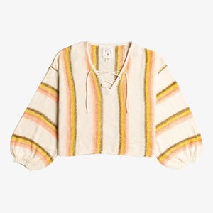 Billabong So Sweet Sweater Women's Large White Ribbed Cuffs Pullover JZZ315