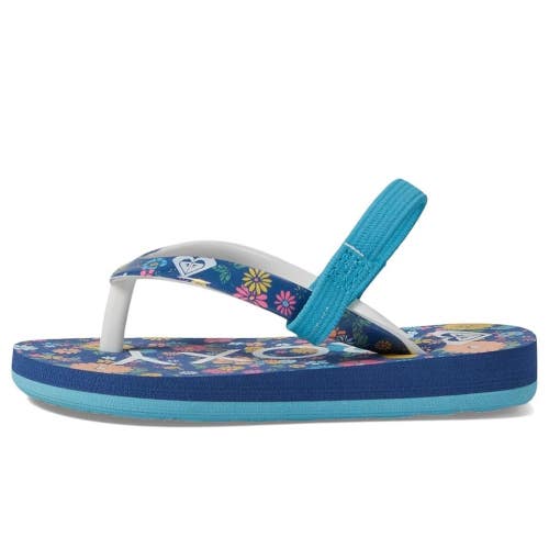 Roxy TW Pebbles VI Sandals Toddler 6 Heather Navy Heel Strap Flip Flop VER910