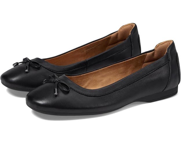 Comfortiva Keegan Ballet Flats Women's 8 Black Leather Bow Detail Slip On VER835