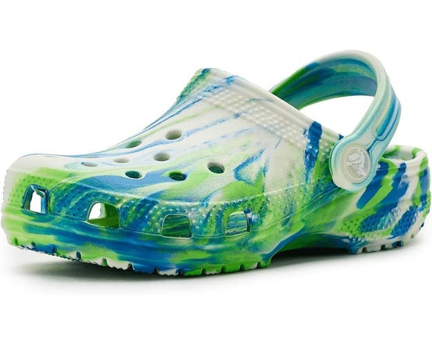 Crocs Classic Glow 210718-4TL Clogs Kids 2 Prep Blue Multi Marbled Shoes VER889