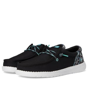 Hey Dude Wally Funk Sharks 43750-0C4 Kids US 2 Black Canvas Comfort Shoes VER936