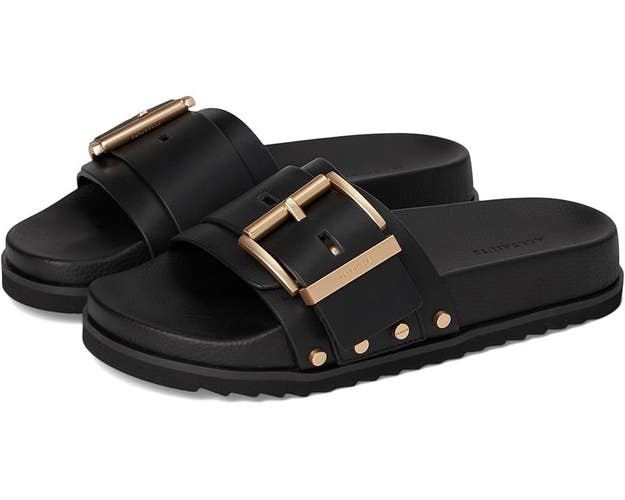 AllSaints Ellie Stud W038FC Slide Women's US 8.5 Black Slip On Sandals VER759