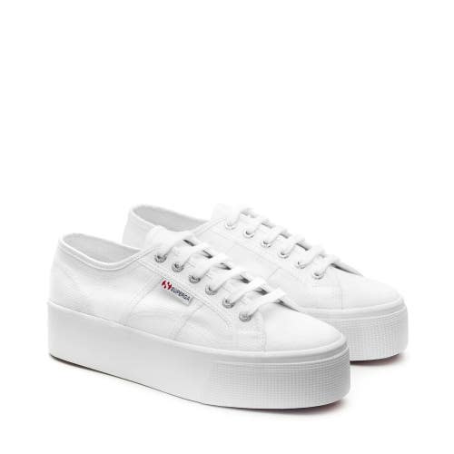 Superga 2790 S9111LW-901 Sneakers Men's US 8 White Canvas Platform Shoes VER856