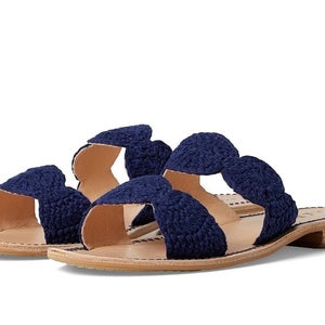 Jack Rogers Laurin 152241SA02 Slide Womens US 8 Blue Crochet Flat Sandals VER800