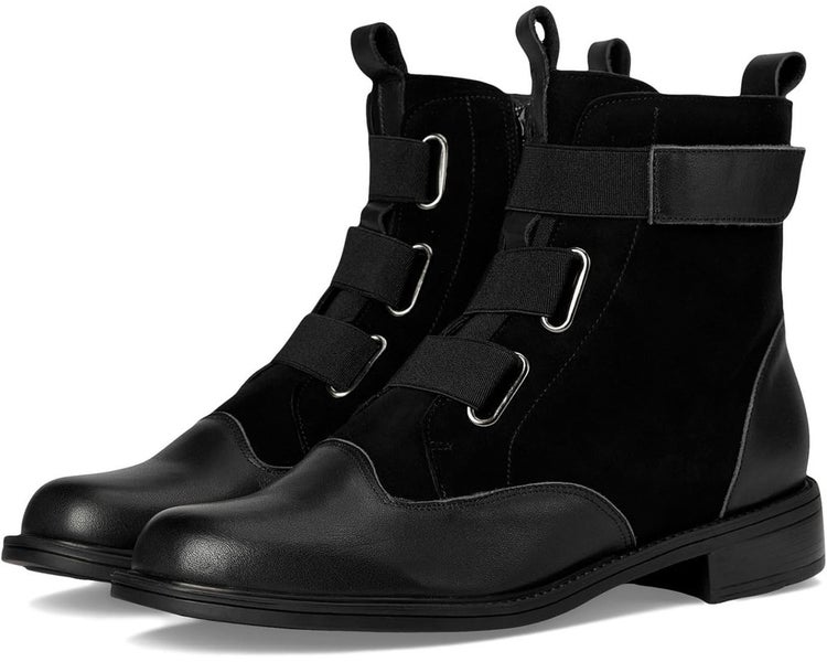 David Tate Club Boots Women's 7.5 W Black Leather Round Toe Ankle Strap VER840