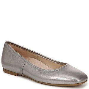 Vionic Orinda 2 Ballet Flat Women's 6.5 Sliver Leather Square Toe Slip-On VER945