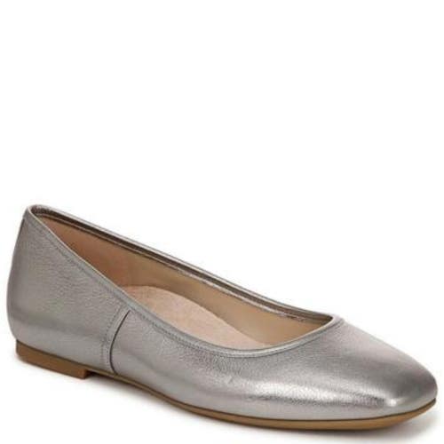 Vionic Orinda 2 Ballet Flat Women's 6.5 Sliver Leather Square Toe Slip-On VER945