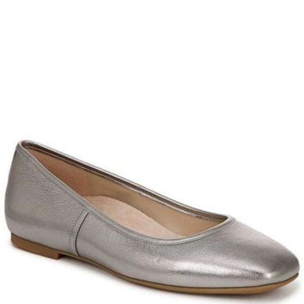 Vionic Orinda 2 Ballet Flat Women's 6.5 Sliver Leather Square Toe Slip-On VER945