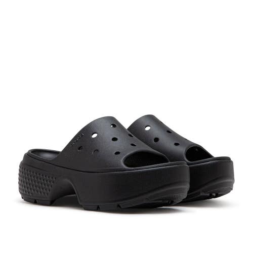 Crocs Stomp 209346-001 Slide Unisex M5/W7 Black Slip On Platform Sandals VER781