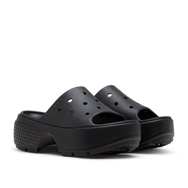 Crocs Stomp 209346-001 Slide Unisex M5/W7 Black Slip On Platform Sandals VER781