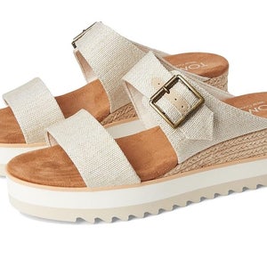 Toms Diana Mule Bukle Womens 8 Natural Yarn Dye Slip On Wedge Heel Sandal VER814