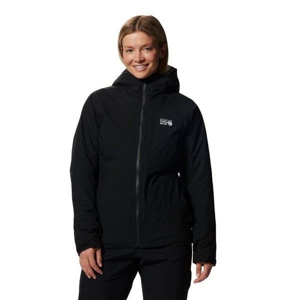 Mountain Hardwear Stretch Ozonic Rain Jacket Womens Large Black Insulated JZZ322