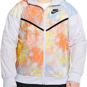 Nike Windbreaker Jacket Kids Xl Multi Tie-Dye Hooded Long Sleeve Full Zip JZZ320