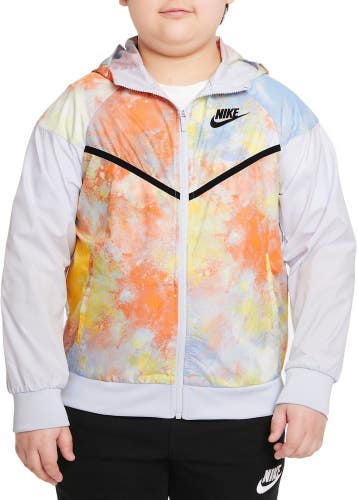 Nike Windbreaker Jacket Kids Xl Multi Tie-Dye Hooded Long Sleeve Full Zip JZZ320