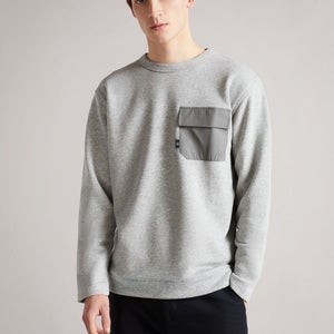 Ted Baker Birchin Sweatshirt Men's 3XL 7 Gray Marl Cotton Blend Crew Neck JZZ198