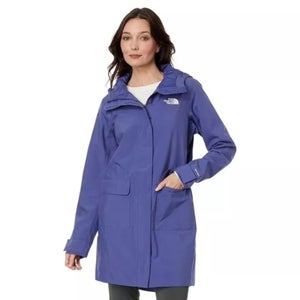 The North Face City Breeze Rain Parka II Jacket Womens Medium Blue Hooded JZZ268