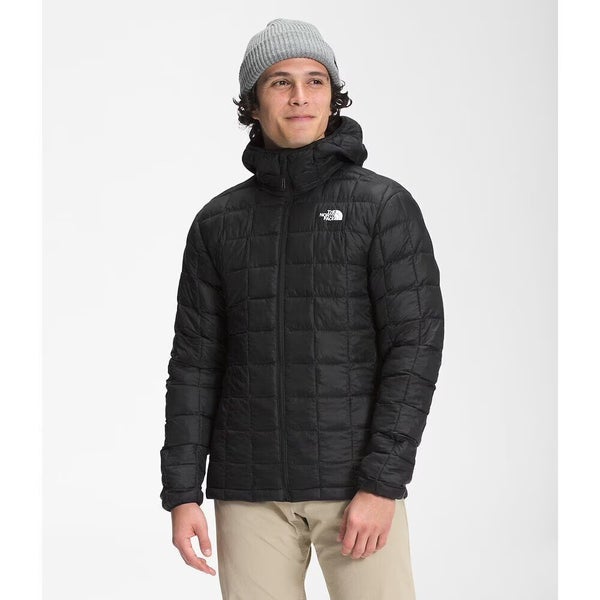 The North Face ThermoBall Eco Jacket Mens L Black Hooded Quilted Full Zip JZZ253