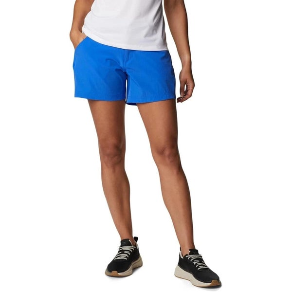 Columbia PFG Coral Point III Shorts Womens 4 Blue 7" Inseam Elastic Waist JZZ498