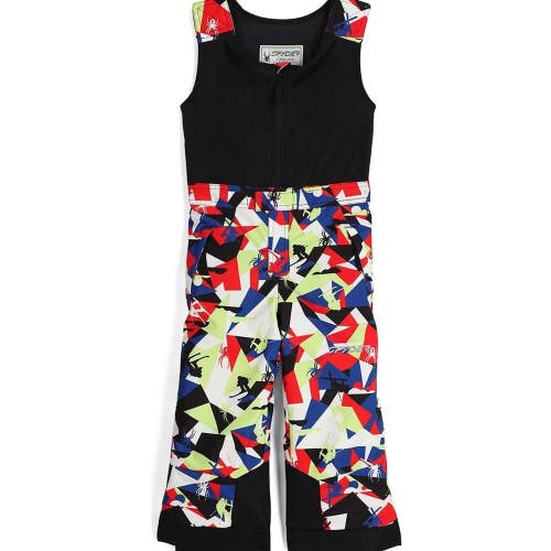 Spyder Expedition Snow Bib Kids 6 Black Multi Fleece Adjustable Straps JZZ304