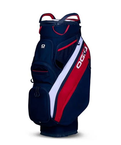 NEW 2025 Ogio Silencer 15-Way Red/White/Blue Cart Golf Bag