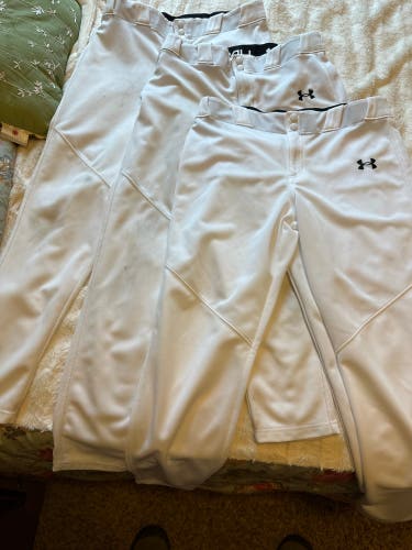 White Men's XL Youth Under Armour Game Pants (Used)