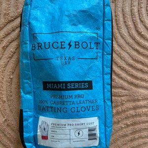 White Youth Medium Bruce Bolt "Miami Series" Batting Gloves (Used)