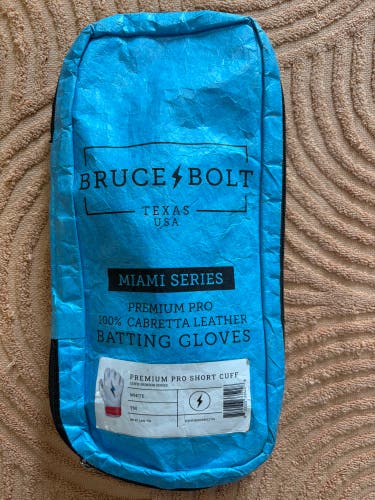 White Youth Medium Bruce Bolt "Miami Series" Batting Gloves (Used)