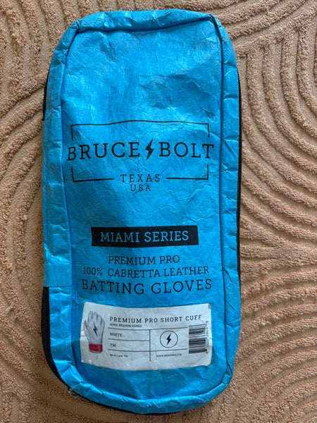 White Youth Medium Bruce Bolt "Miami Series" Batting Gloves (Used)