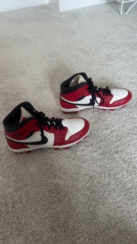 Red Men's Size M 10.0 (W 11.0) Adult Air Jordan High Top Molded Cleats (Used)