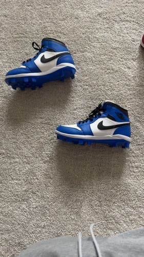 Blue Men's Size M 10.5 (W 11.5) Adult Air Jordan High Top Molded Cleats (Slightly Used)