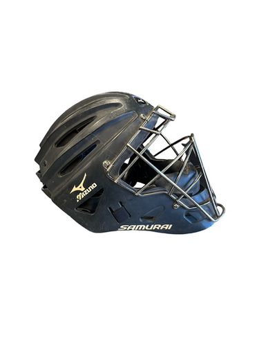 Used Mizuno SAMURAI Catchers Helmet w/Mask Black LG 11682-S000125915