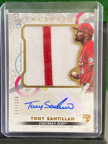 Tony Santillan Cincinnati Reds 2022 Inception Topps Auto Patch RC #'d 117/125
