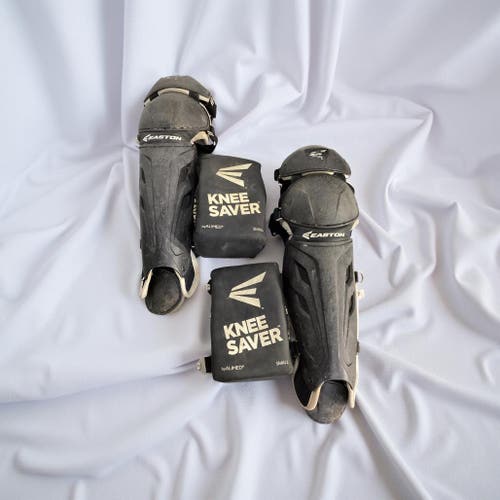 Used Easton SHINGUARD W/ KNEE SAVERS Catchers Leg Guards - Youth