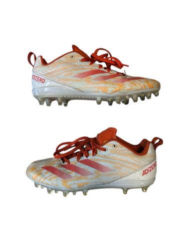 Used Adidas ADIZERO Jr FB Cleats Orange And White Junior 05.5 11873-S000230240