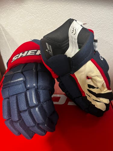 Sher-Wood Code Encrypt 1 - Team Stock Glove - Columbus Blue Jackets (Navy/Red) 14" (Used)
