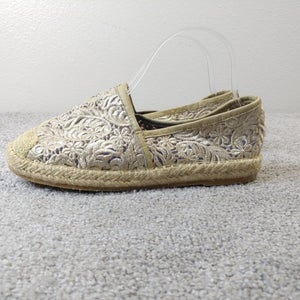 Jeffrey Campbell Espadrille Womens 7.5 Shoes Cream Floral Lace Flats Vintage