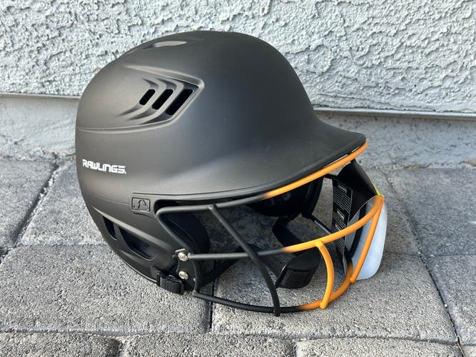 BRAND NEW Rawlings Custom Softball Helmet Matte Black - Fits Size  6 7/8 - 7 5/8