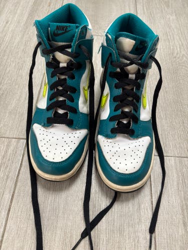 Green White and Neon Nike High Top Dunks