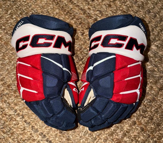 Used CCM Jetspeed 14" Pro Stock Gloves Washington Capitals Haman Aktell