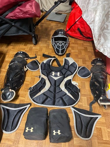 Grey/Navy Under Armour Catcher's Set (Used)